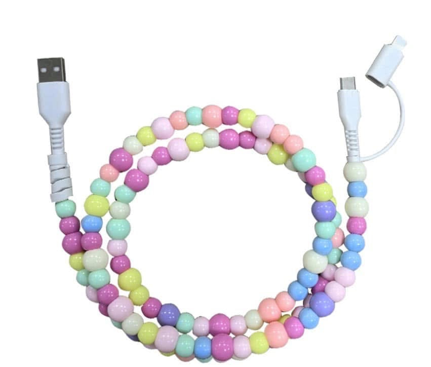 **SALE** RTS Rainbow Beaded Cell Phone Charger