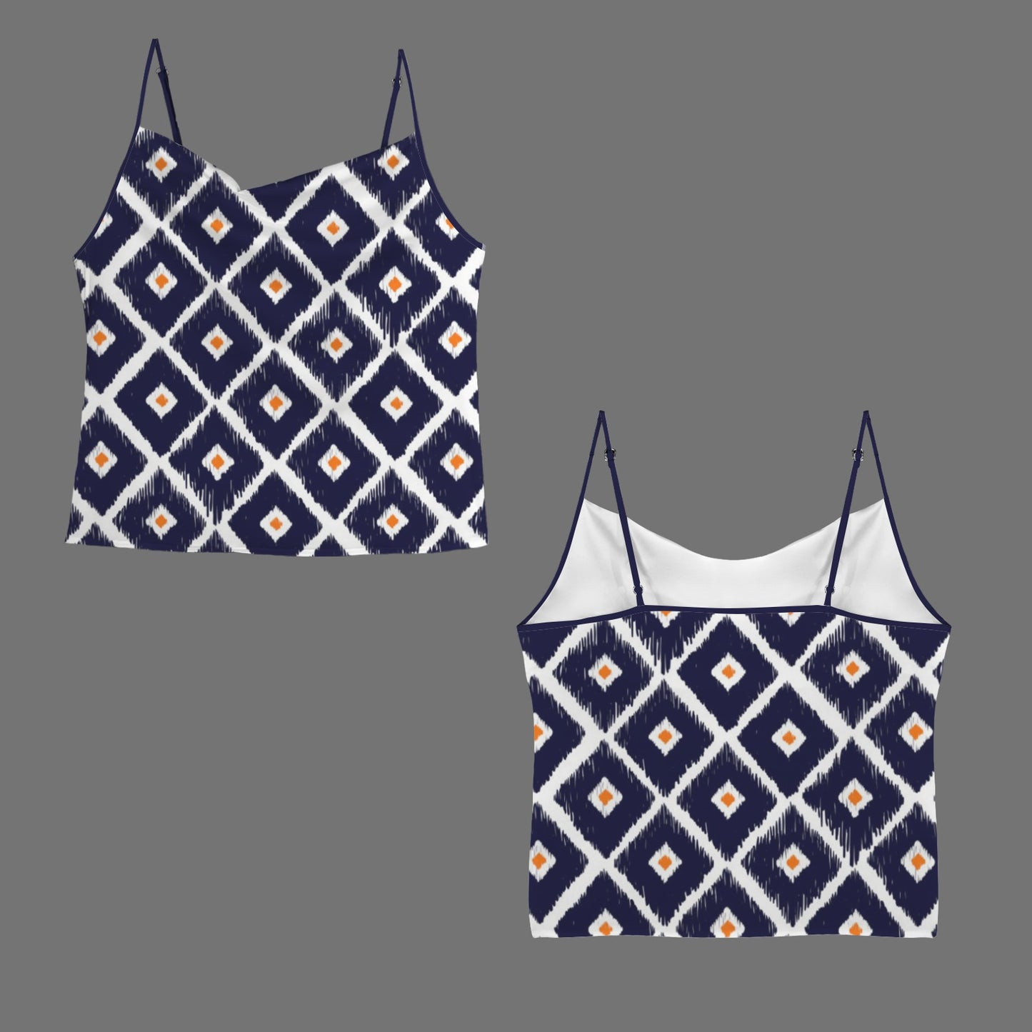 Women's Plaid Drop Neck Satin Cami Tops