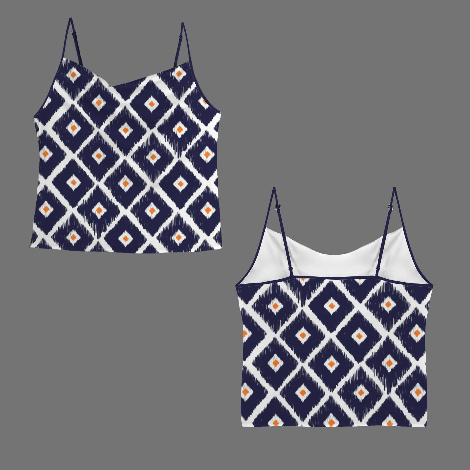 Women's Plaid Drop Neck Satin Cami Tops