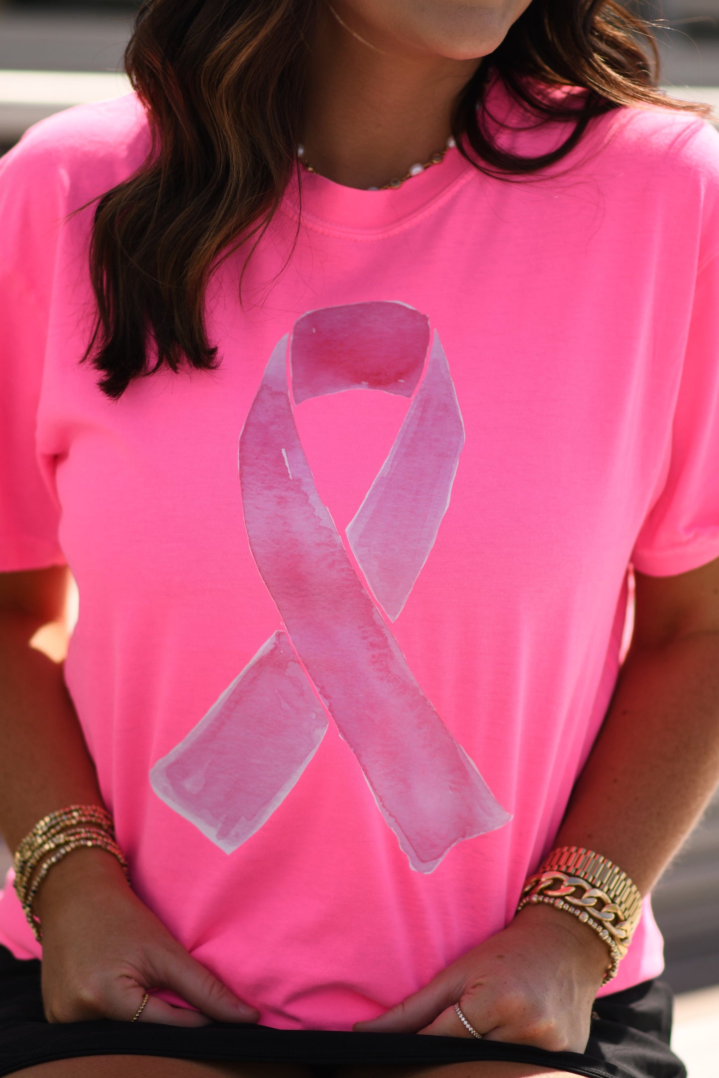 Watercolor Pink Out Ribbon Tee